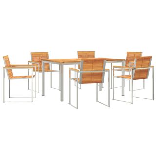 7-osaline aia söögilaud Tugev akaatsiapuit,väljas söögi laud 180x90x75 cm Tugev akaatsiapuit