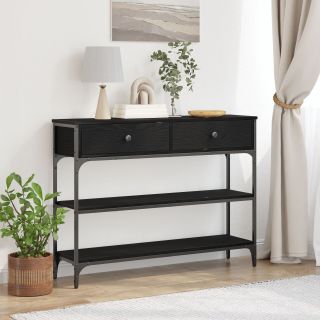 Konsoollaua Musta Tamme 100x25x75 cm Töödeldud Puit ja Teras