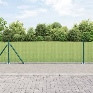 Keevitatud Traat Aed 13 Flange Postiga Roheline 0.5x25 m Teras