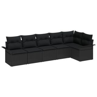 6-osaline aed diivanikomplekt padjadega Must polü rattan,2-kohaline aed diivan koos salvestuse ja padjadega Must polü rattan