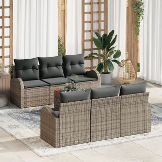 7-osaline Aedsofa komplekt padjadega Hall Polürotang Acacia
