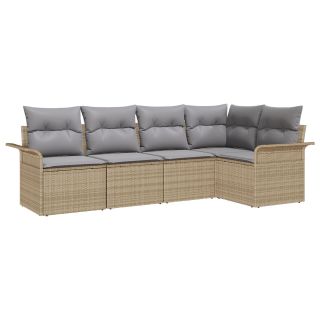 5-osaline aiadiivanite komplekt padjadega Beež Polü Rattan,2-kohaline aiadiivan hoiustamisega ja padjadega Beež Polü Rattan