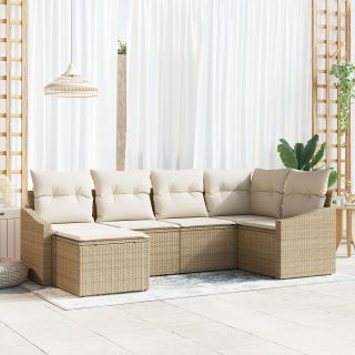 6-osaline aia diivanikomplekt koos patjadega Beež Polü rattan