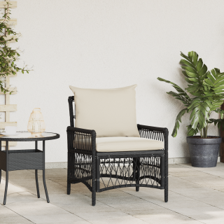 Aiamööriga tool koos patjadega Must 60x70x78 cm Polü rattan