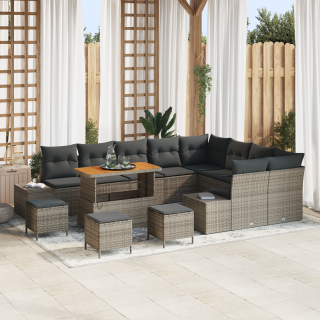 13 osaline aia diivanikomplekt padjadega Hall Polü Rattan Acacia