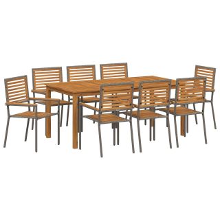 9-osaline aia söögikomplekt hall polü rattan akatsiaga,virnastatavad aia toolid padjadega 2 tk hall polü rattan