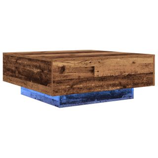 Kohvilaud LED Valgusega Vanapuit 80x80x31 cm