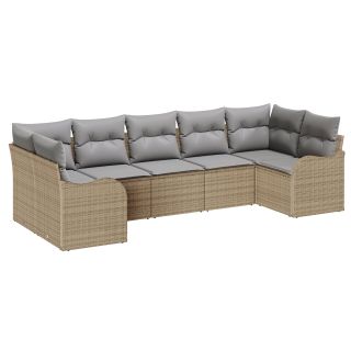 7-osaline Aia diivanikomplekt padjatega Beež Polü Rattan,2-kohaline Aia diivan padjatega Beež Polü Rattan
