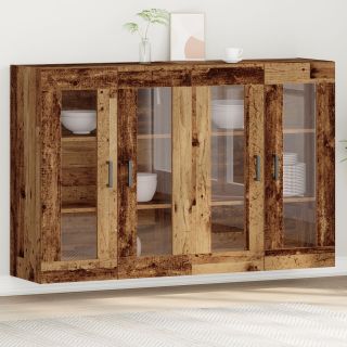 Seinale Paigaldatavad Kapid 2 tk Vana Puit 69,5x34x90 cm Tehispuit