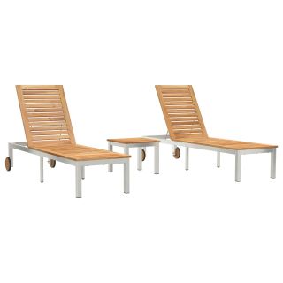 Päevitustoolid 2 tk lauaga Soliidne Tiik,Päevitustool ratastega 207x58x35 cm Soliidne Tiik ja Roostevaba Teras