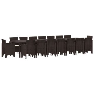 17-osaline Aia Söögilaud Padjaga Pruun Polü Rattan,Aia Laud Pruun 250x100x73 cm Polü Rattan,Aia Laud Pruun 150x100x73 cm Polü Rattan,Aia Toolid Padjaga 4 tk Pruun Polü Rattan