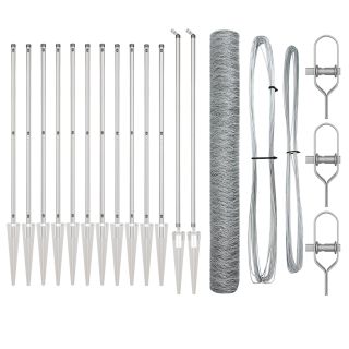 kuusnurkne aed 1.4x25 m tsinkitud terasest,aiapostid naela 13 tk Ø32 mm 160 cm tsinkitud terasest