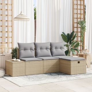 4-osaline aiamööbel diivan padjaga Beež polü rattan