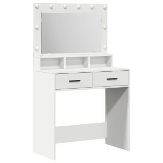 Tualettlaud LED-valgustusega, Valge, 79x41x135 cm