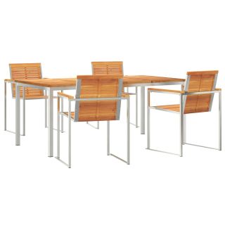 5-osaline aia söögilaud solide akaatsiapuust,välikohvik 180x90x75 cm solide akaatsiapuust
