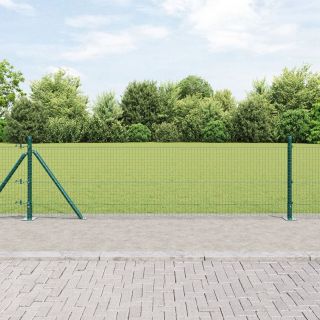 keermestatud traadi aed 7 flanged postiga roheline 0.4x10 m teras