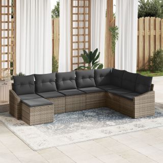 8 Tükine Aia Diivanite Komplekt Padjadega Hall Polü Rattan
