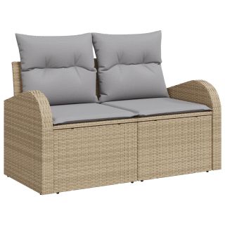 8 Tükki Aia Sohva Komplet koos Padjadega Beež Polü Rattan,2-Kohaline Aia Sohva koos Panipaigaga ja Padjadega Beež Polü Rattan