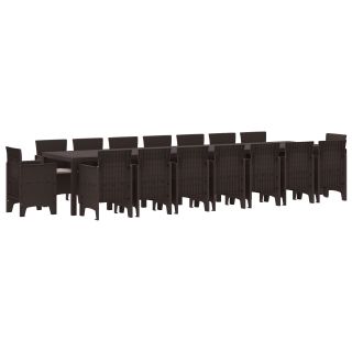 17-osaline aiakapidi komplekt padjadega pruuni polürotangiga,aiaplaat pruuni 250x100x73 cm polürotangist,aiaplaat pruuni 150x100x73 cm polürotangist,aiastoolid padjadega 4 tk pruuni polürotangiga