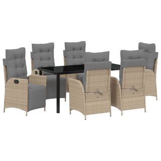 7-osaline aia söögilaudade komplekt Beež Polü rattan
