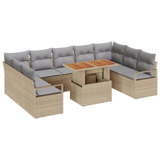 10-osaline aia diivani komplekt padjatega beež polü rattan akatsia,2-kohaline aia diivan padjatega beež polü rattan