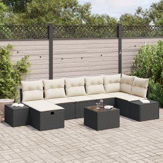 8-osaline aia diivanikomplekt padjadega Must Polü Rattan