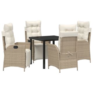 5 Tükki Aia Söögilaudade Komplekt Beež Polü Rattan