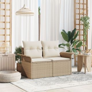 2-Kohaline Aia Sofa koos Ladustamise ja Padjadega Beež Polü Rotang