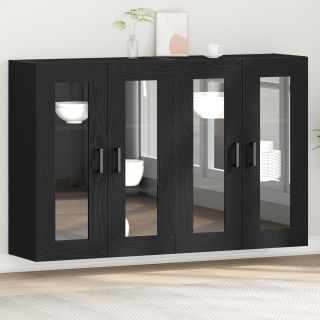 Seinale paigaldatavad kapid 2 tk Must tamme 69,5x34x90 cm Tehispuit