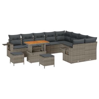 12-osaline aia diivanikomplekt padjadega hall polü rattan akatsiaga,3-osaline aia söögikomplekt padjadega hall polü rattan akatsiaga
