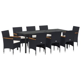 9-osaline Aia Söögikomplekt Must Polü Rattan