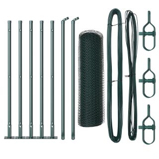 heksagonaalne aed roheline 0.5x10 m teras,aiapostid koos aluspinkadega 7 tk Ø32mm 70cm galvaniseeritud teras