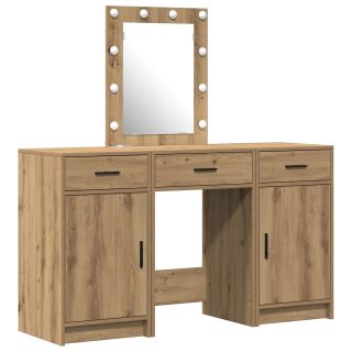 3-osaline Dressingtabeli Komplekt koos LED Valgustusega, Artisan Tamme Tehispuust