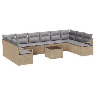 11-osaline aia diivanisarja koos padjadega must polü rattan,2-kohaline aia diivan koos hoiustamise ja padjadega beež polü rattan