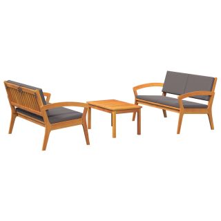 3-osaline bistroo komplekt patjadega - tahke akaatsiapuit