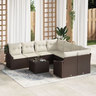 9 tükki Aia diivanikomplekt padjatega pruun polü rattan