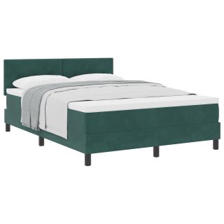 Kasti Vedrustusega Voodi Mattressiga Tumed roheline 140x190 cm Velvet