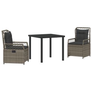 3-osaline aedade komplekt hall polü rattan