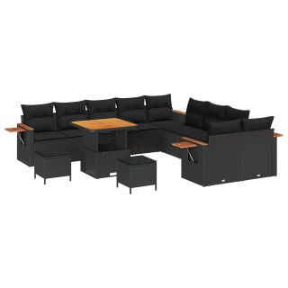 13-osaline aia diivanikomplekt padjadega Must polü rattan,3-osaline aia söögikomplekt padjadega Must polü rattan