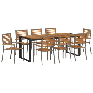 9-osaline Aia söögikomplekt Hall Polü Rattan Akaatsia