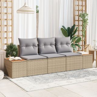 3-osaline aia diivanikomplekt padjadega beež polürotang acacia