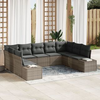 9-osaline aedsofa komplekt koos padjaga hall polü rattan