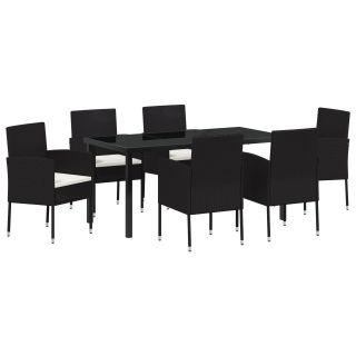 7-osaline aiandustoodete komplekt padjadega Must Polü Rattan
