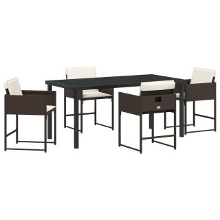 5-osaline Aia Söögikomplekt Padjaga Pruun Polü Rattan