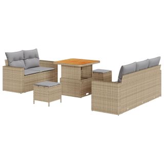 8 tükine aiamööbli komplekt koos patjadega beež Polü Rattan Acacia,3 tükine aiamööbli komplekt koos patjadega beež Polü Rattan Acacia