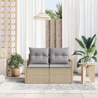 2-kohaline ai Sofa ladustamise ja padjadega beež polü rattan