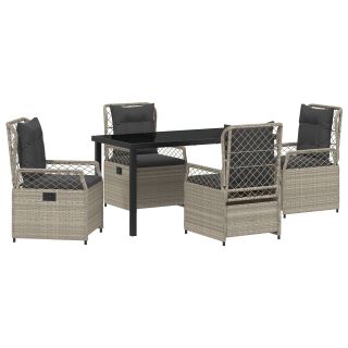 5-osaline aiapuhkuse komplekt, helehall polü rattan