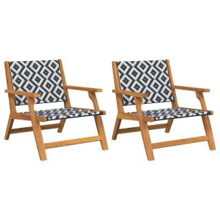 Aia toolid 2 tk Must ja valge 76x67x73 cm Tugev puit akaatsia