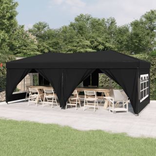 kokkupandav peotelk külgseintega, must, 3 x 6 m