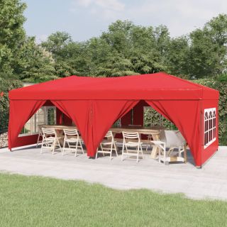 kokkupandav peotelk külgseintega, punane, 3 x 6 m